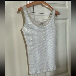 WHITE/OFF-WHITE SEQUIN TANK TOP - Size S NWT - Charming Charlie